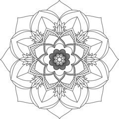 Easy Mandala coloring book simple and basic for beginners, seniors and children. Set of Mehndi flower pattern for Henna drawing and tattoo. Decoration in ethnic oriental, Indian style.