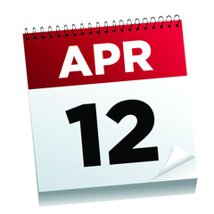 April 12th on a calendar page - illustrated. 