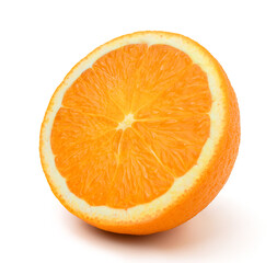 Half orange,sliced orange isolated on the white background ,single.