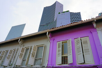 Colorful windows on Peranakan houses in Singapore