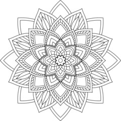 Easy Mandala coloring book simple and basic for beginners, seniors and children. Set of Mehndi flower pattern for Henna drawing and tattoo. Decoration in ethnic oriental, Indian style.