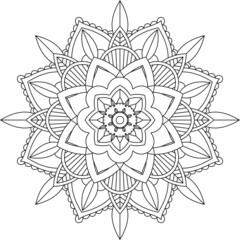 Easy Mandala coloring book simple and basic for beginners, seniors and children. Set of Mehndi flower pattern for Henna drawing and tattoo. Decoration in ethnic oriental, Indian style.