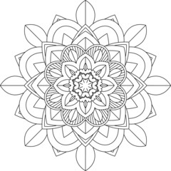 Easy Mandala coloring book simple and basic for beginners, seniors and children. Set of Mehndi flower pattern for Henna drawing and tattoo. Decoration in ethnic oriental, Indian style.