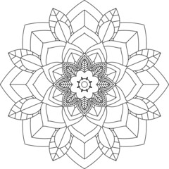 Easy Mandala coloring book simple and basic for beginners, seniors and children. Set of Mehndi flower pattern for Henna drawing and tattoo. Decoration in ethnic oriental, Indian style.