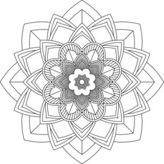 Easy Mandala coloring book simple and basic for beginners, seniors and children. Set of Mehndi flower pattern for Henna drawing and tattoo. Decoration in ethnic oriental, Indian style.