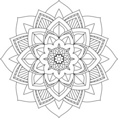Easy Mandala coloring book simple and basic for beginners, seniors and children. Set of Mehndi flower pattern for Henna drawing and tattoo. Decoration in ethnic oriental, Indian style.