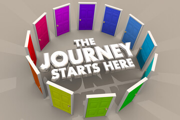 The Journey Starts Here Doors to Opportunity Future 3d Illustration