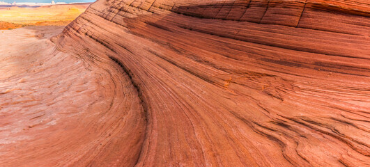 Obraz premium Swirling Patterns on Slick Rock at The New Wave, Glen Canyon National Recreation Area, Arizona, USA