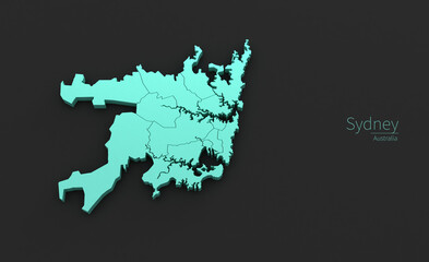 Sydney City Map. 3D Map Series of Cities in Australia.