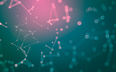 Abstract background. Molecules technology with polygonal shapes, connecting dots and lines. Connection structure. Big data visualization.