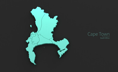 Cape town City Map. 3D Map Series of Cities in South Africa.