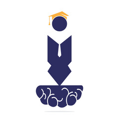 Fototapeta premium Student with graduation cap and Brain vector template design. Educational brain human vector design.