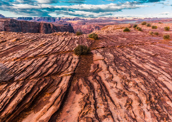 Swirling Patterns on Slick Rock Surrounding The Horseshoe Bend of The Colorado River, Glen Canyon Overlook, Glen Canyon National Recreation Area, Arizona, USA
