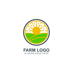 Farm field with sun logo design