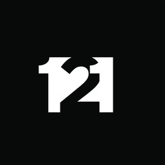 121 initial letter and number negative space logo vector icon design isolated background
