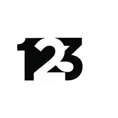 123 initial umber negative space logo vector icon design isolated background - obrazy, fototapety, plakaty
