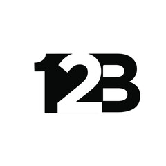 12b 12 b initial letter and number negative space logo vector icon design isolated background