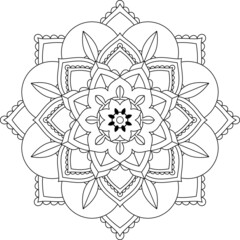 Easy Mandala coloring book simple and basic for beginners, seniors and children. Set of Mehndi flower pattern for Henna drawing and tattoo. Decoration in ethnic oriental, Indian style.
