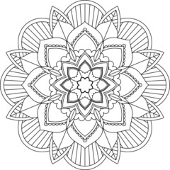 Easy Mandala coloring book simple and basic for beginners, seniors and children. Set of Mehndi flower pattern for Henna drawing and tattoo. Decoration in ethnic oriental, Indian style.