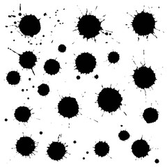 Vector set of paint splatters.Black ink blobs.