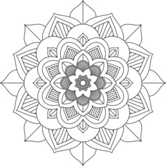Easy Mandala coloring book simple and basic for beginners, seniors and children. Set of Mehndi flower pattern for Henna drawing and tattoo. Decoration in ethnic oriental, Indian style.
