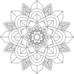 Easy Mandala coloring book simple and basic for beginners, seniors and children. Set of Mehndi flower pattern for Henna drawing and tattoo. Decoration in ethnic oriental, Indian style.