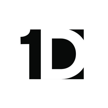 1d d 1 initial letter and number negative space logo vector icon design isolated background