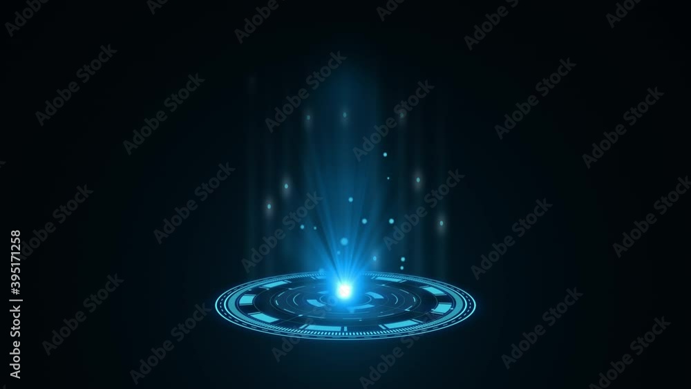 Poster blue hologram hud circle interfaces. digital data network protection, future technology network conc