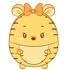 cute tiger drawing with orange bow