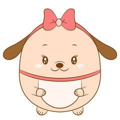 cute puppy dog drawing with red bow