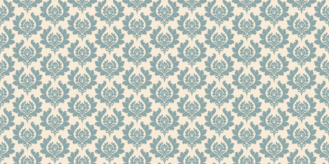 Damask wallpaper seamless pattern, vintage background, texture. Vector graphics.