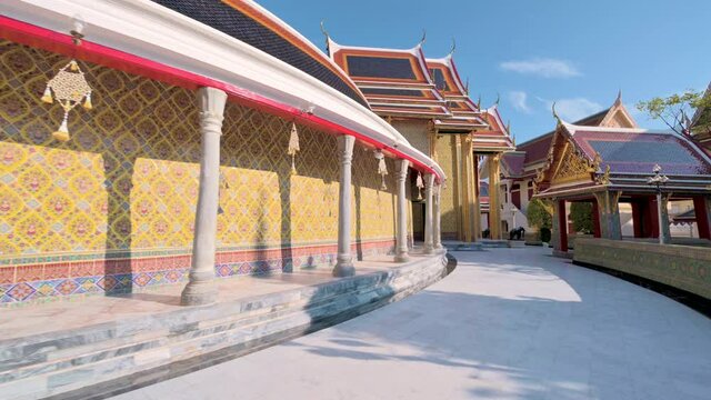 4K footage of Wat Ratchabophit temple was Built-in the 1860s during the reign of King Rama V located in Atsadang Road, Bangkok, Thailand
