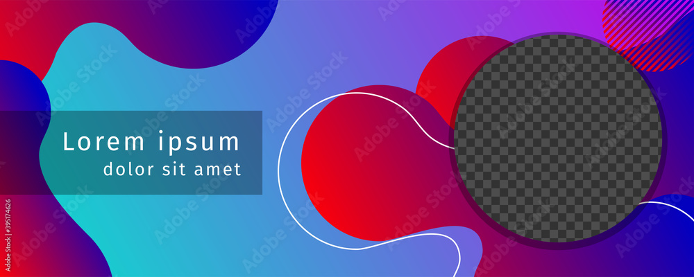 Poster abstract liquid personal profile banner with image space for web or print element. header, landing p