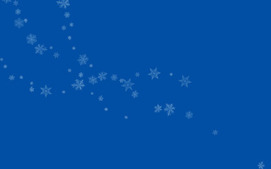 Silver Snowflake Vector Blue Background. New 