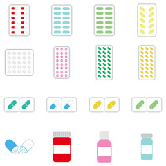 medicine icon set, pill icon, capsule icon vector symbol