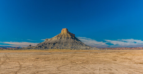 Factory Butte in The Upper Blue Hillls Near Hanksville, Utah, USA