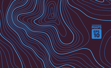 The stylized height of the topographic contour in lines and contours. Marine watershed. The concept of a conditional geography scheme and the water path. Vector illustration. - obrazy, fototapety, plakaty