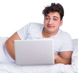 Man in bed suffering from insomnia