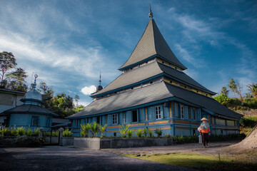 Fototapeta na wymiar the old mosque Bingkudu, Minangkabau Culture