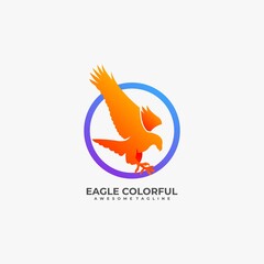 Eagle colorful illustration logo design