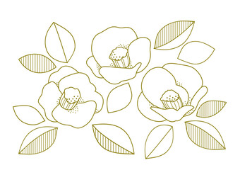 ツバキの線画の素材イラスト