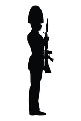 Naklejka premium Royal Thai king guard soldier with rifle gun silhouette vector