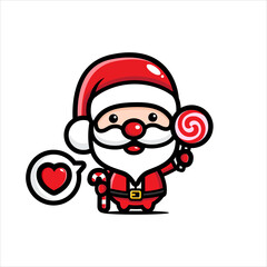 cute santa claus character holding a lollipop
