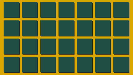 Tidewater Green Color Square Pattern Illustration on Golden Yellow Background