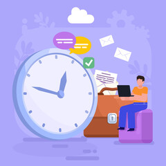 Work from home, freelance, outsource. Time management concept. Modern vector illustration