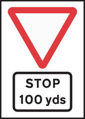 Distance to stop line warning sign