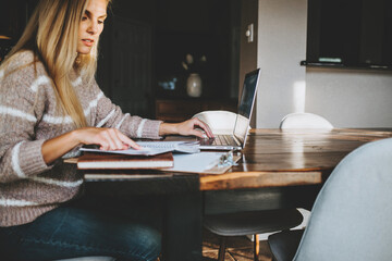 Woman Working From Home on Laptop