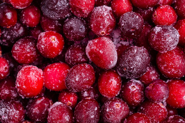 Frozen cranberry background.