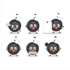 Cartoon character of frying pan with various chef emoticons