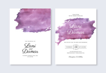 Hand painted watercolor splash for minimalist wedding invitation template